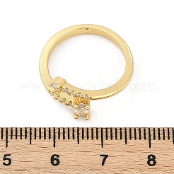 Oval Brass Micro Pave Clear Cubic Zirconia Open Cuff Rings for Women&nbsp;RJEW-G343-24G