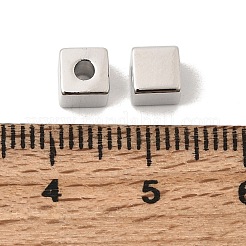 真鍮ビーズ  長持ちメッキ  カドミウムフリー＆鉛フリー  キューブ  プラチナ  5x5x5mm  穴：2mm&nbsp;KK-A296-42P