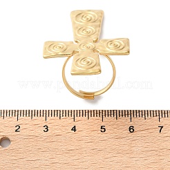 304ステンレススチールカフリング  イオンプレーティング（ip）  渦と交差する  ゴールドカラー  クロス：43x30.5mm  内径：16.6mm&nbsp;RJEW-S623-03G