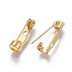 304ステンレススチールブローチ金具  18KGP本金メッキ  16.5x4mm  ピン：0.5mm&nbsp;STAS-L221-01C