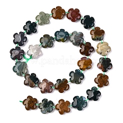 ナチュラルオーシャンジャスパー/オーシャンアゲートビーズ連売り  5  - 花びらの花  14~15x14~15x6~7mm  穴：1.2mm  約27個/連  16.14''（41~44.5センチメートル）&nbsp;G-D475-02D