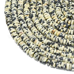 天然石ダルメシアンジャスパービーズ連売り  艶消し  ディスクビーズ  ヒシビーズ  4x1.5mm  穴：0.8mm  約239~241個/連  15.35インチ（39cm）&nbsp;G-P575-B03-4x1mm