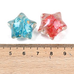 透明樹脂ビーズ  スター  金箔  ミックスカラー  20x22.5x16.5mm  穴：2mm&nbsp;RESI-P046-16A-M
