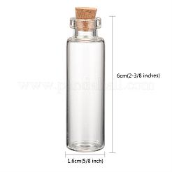 ビーズ容器用ガラスジャーガラスびん  コルク栓付き  ウィッシングボトル  透明  6x1.6cm  ボトルネック：直径1cm  容量：8ml（0.27液量オンス）&nbsp;X-CON-E008-60x16mm