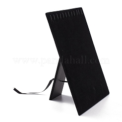 木製ジュエリーネックレスディスプレイの板  ベルベットと  長方形  ブラック  250x200x4mm&nbsp;X-NDIS-N003-03