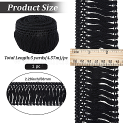 綿のリボン  レースのトリム  洋服アクセサリー  ブラック  2-1/4インチ（58mm）&nbsp;OCOR-GF0006-05A-02