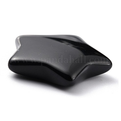 天然なオブシディアンのビーズ  穴がない  スター  20~21x20~21x6~6.5mm&nbsp;G-O196-05A