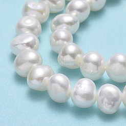 天然養殖淡水パールビーズ連売り  研磨両側  リネン  5x5.5~6x4.5~5mm  穴：0.7mm  約67個/連  13.98''（35.5センチメートル）&nbsp;PEAR-A005-09-01-X