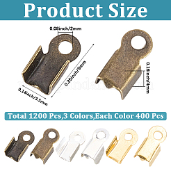1200Pcs 3 Colors Iron Folding Crimp Ends&nbsp;IFIN-CL0001-11