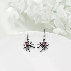 スパイダー亜鉛合金ラインストーンダングルイヤリング  ブラック  31.4x13.4mm&nbsp;FS-WGFA087-01