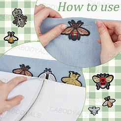 24個12スタイルのポリエステル衣類パッチ  蜂  ミックスカラー  26~58x34~62x1.5~2mm  2個/スタイル&nbsp;DIY-CY0003-74