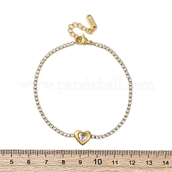 304 Stainless Steel Cubic Zirconia Link Chain Bracelets for Women&nbsp;NJEW-Z067-01G-02