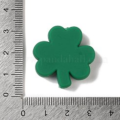 クローバーシリコンフォーカルビーズ  シーグリーン  28x27x7mm  穴：3.5mm&nbsp;SIL-G011-11