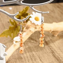 Natural Red Aventurine Chips Dangle Earrings with Glass&nbsp;EJEW-JE04840-01