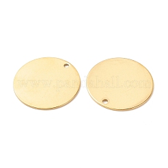 イオンプレーティング（IP）201ステンレスペンダント  フラットラウンド  ゴールドカラー  30x30x1mm  穴：2.2mm&nbsp;STAS-A056-10AG