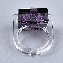 Transparent Resin Cuff Rings&nbsp;RJEW-T017-03B