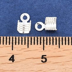 真鍮製折りたたみ式カシメエンドパーツ  圧着コードの端を折ります  カドミウムフリー＆鉛フリー  925銀メッキ  7x4.5x3.5mm  穴：1.4mm  内径：3.5mm&nbsp;KK-C163-09S