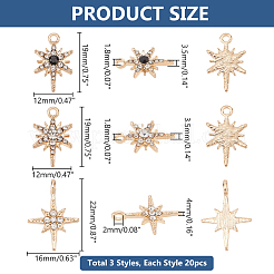 60Pcs 3 Styles Alloy Rhinestone Pendants&nbsp;FIND-PH0020-28