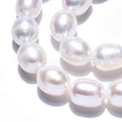 天然養殖淡水パールビーズ連売り  ライス  乳白色  9.5~12x8~9mm  穴：0.6mm  約35~36個/連  14.49インチ〜15.39インチ（36.8cm〜37.1cm）&nbsp;PEAR-N012-08D
