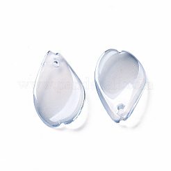 透明スプレー塗装ガラスペンダント  パールカラーの  花弁  ライトスチールブルー  16x9.5x2mm  穴：1mm&nbsp;GLAA-S190-014C-02