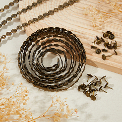 鉄釘ストリップ  釘18本付き  家具装飾アクセサリー  アンティークブロンズ  1000x11mm&nbsp;FIND-WH0148-752AB