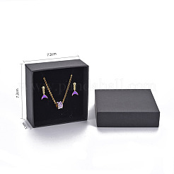 厚紙ジュエリーセットボックス  リングのために  ピアス  ネックレス  内部のスポンジ  正方形  ブラック  7.6x7.6x3.2cm  インナーサイズ：6.9x6.9センチメートル  フタなし：7.2x7.2x3.1cm&nbsp;CBOX-S018-10B
