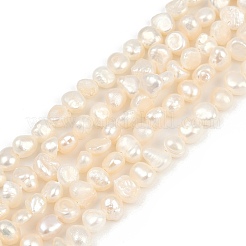 天然養殖淡水パールビーズ連売り  研磨両側  グレード3 A  貝殻色  5~6mm  穴：0.7mm  約63個/連  13.46~13.66''（34.2~34.7センチメートル）&nbsp;PEAR-P064-19G-05A-01