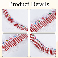 5ヤードポリエステルレースリボン  洋服アクセサリー用  スパンコール  レッド  1-3/8インチ（36mm）&nbsp;OCOR-GF0006-20D