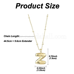 頭文字真鍮ペンダントネックレス1個  バルーンバブルレターネックレス  18KGP本金メッキ  文字Z  17.52インチ（44.5cm）&nbsp;NJEW-YW0001-24Z