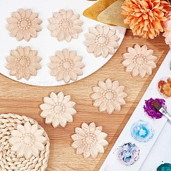 木彫りアンレーアップリケクラフト  未塗装アンレー家具家の装飾  花  48~50x7.5mm&nbsp;WOOD-WH0034-11B