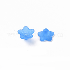 透明なアクリルビーズ  花  艶消し  ブルー  10x5mm  穴：1mm  約4600個/500g&nbsp;PL554-09