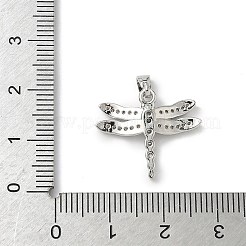 真鍮製マイクロパヴェキュービックジルコニアペンダント  トンボ  プラチナ  17x20x2mm  穴：2.5x5mm&nbsp;KK-I371-24P