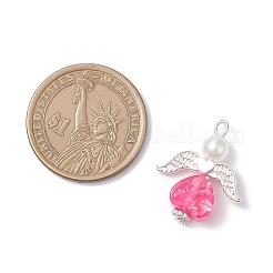 透明樹脂ペンダント  ハート型の天使のチャーム  グリッターパウダー、合金製ウィング、アイアンループ付き  ミックスカラー  24.5x20x6mm  穴：3x2mm&nbsp;PALLOY-JF04453