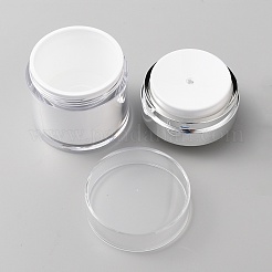 プラスチックエアレスポンプジャー  詰め替え可能なトラベルクリーム真空ボトル  コラム  ホワイト  6.3x7.6cm  容量：50ml（1.69fl.oz）&nbsp;AJEW-WH0413-34C