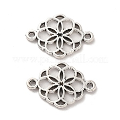 チベットスタイルの合金コネクタチャーム  花のリンク  ニッケル  アンティークシルバー  15x21x1.5mm  穴：1.5mm  約500個/500g&nbsp;TIBE-B001-51AS
