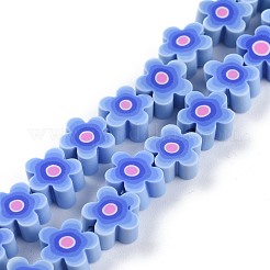手作りの花のポリマー粘土ビーズ連売り  ミックスカラー  9.6x4mm  穴：1.4mm  約38個/連  12.99''（33センチメートル）&nbsp;CLAY-M003-07