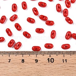 不透明なアクリルビーズ  ピーナッツ  レッド  6.5x4x3mm  穴：1.5mm  約9998個/500g&nbsp;MACR-T048-02N