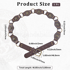 Vintage PU Leather Rivet Stitching Chain Belts with Alloy Buckles&nbsp;AJEW-WH20064-22A