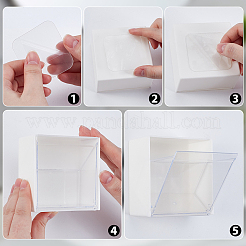 正方形のプラスチック製バスルーム壁掛けディスプレイスタンド  フローティングウォールシェルフ  ステッカー付き  ホワイト  84x82x46mm&nbsp;AJEW-WH0077-154