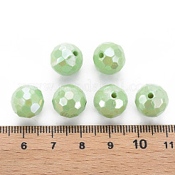 不透明なアクリルビーズ  多面カット  染め  ABカラー  ラウンド  薄緑  12x11.5mm  穴：1.8mm&nbsp;X-TACR-S154-10F-01