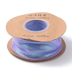 フラットレインボーカラーナイロンオーガンジーリボン  ちょう結び用虹色リボン  花  ギフトデコレーション  ライラック  1-5/8インチ（40mm）  約9.84ヤード（9m）/ロール&nbsp;OCOR-WH0082-62A