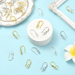 40Pcs 4 Colors Brass Micro Pave Clear Cubic Zirconia Hoop Earring Findings&nbsp;KK-CJ0003-97