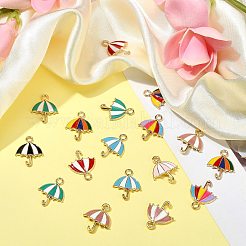 45本9色合金ペンダント  エナメル  傘  ミックスカラー  19x15~15.5x2~3mm  穴：2mm  5個/カラー&nbsp;ENAM-CJ0002-73