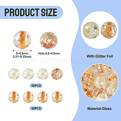 100Pcs Crackle Transparent Glass Beads Strands&nbsp;GLAA-TA0004-11A