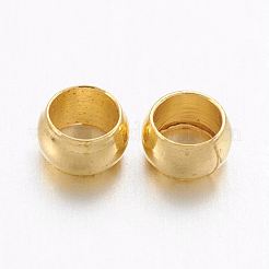 真鍮製つぶし玉カシメ玉  ロンデル  ゴールドカラー  2x3mm  穴：2mm&nbsp;X-KK-L022-G
