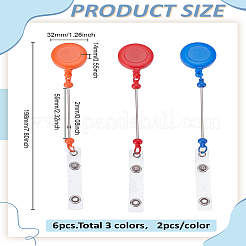 6Pcs 3 Colors ABS Plastic Badge Holders&nbsp;AJEW-LP0008-04C
