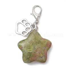 Star Natural & Synthetic Mixed Stone Pendant Decorations&nbsp;HJEW-JM04667