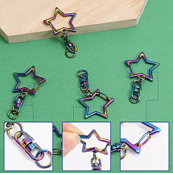 16Pcs Star Alloy & Iron Swivel Keychain Claps&nbsp;FIND-CA0007-20