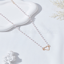 1Pc Zinc Alloy & ABS Plastic Imitation Pearl Heart Pendant Necklaces&nbsp;NJEW-LP0009-4KCG