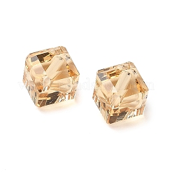 ガラス k9 ガラス  模造オーストリアクリスタルビーズ  多面カット  正方形  ナバホホワイト  6x6x6mm  穴：1mm&nbsp;GLAA-H024-14A-09